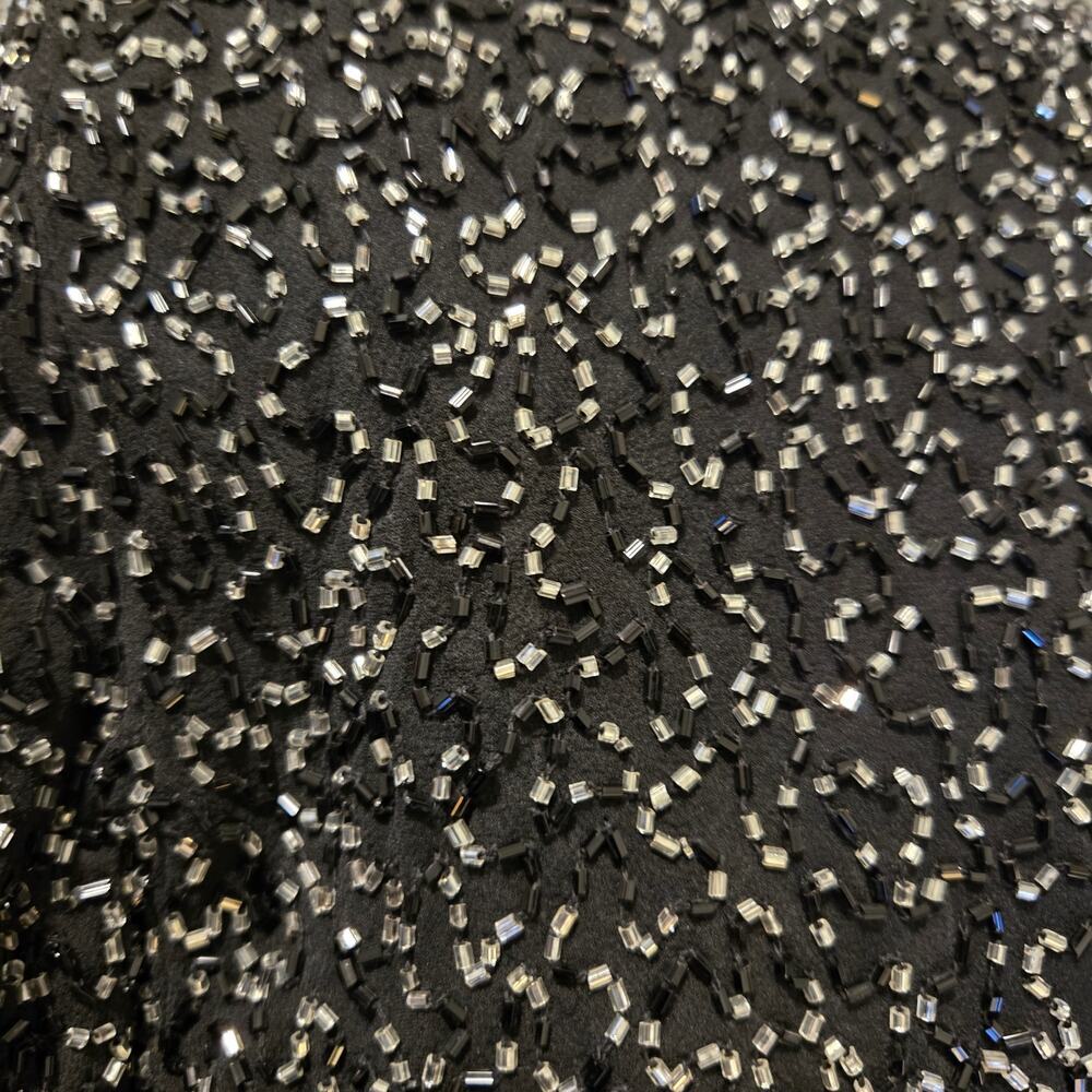 Chaudry Silk Beaded Formal Gown black Elegant Black TIe - Picture 5 of 16